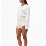 Alexander Wang  White Distressed Jean Shorts Photo 8
