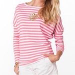 Lilly Pulitzer PINK WHITE STRIPED GOLDTONE SEQUIN STRIPED LONG SLEEVE TOP S Photo 0