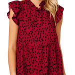 Angashion  nwt size XL Stylish Red Leopard Print Ruffle Blouse Photo 0