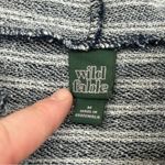 Wild Fable Navy Blue & White Striped Pullover Cropped 1/4 Zip Hoodie Womens M Photo 2