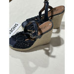 Lucky Brand Woman’s Rilo Crochet Platform Wedge Sandal Navy 7 M Photo 2