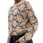 Obey Women's Size Medium Peach Antarsia Print Knitted Sweater Photo 0