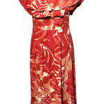 ZARA  Red Marble Maxi Dress Off Shoulder Tiered Ruffles Lightweight Size M‎ Photo 0