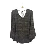 Loft  Gray & Black Striped Relaxed Top | XL Soft Knit Minimalist Everyday Shirt Photo 4