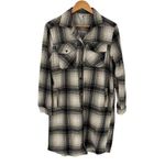 Grace + Karma Womens Plaid Flannel Button Down Shacket Jacket Multicolor Medium Tan Photo 1