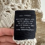 Racer Worldwide Cross Net Sweater Womens Medium Beige Cream Crochet Open Knit Photo 7