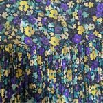 ZARA  Floral Micro Pleat Long Sleeve High Neck Puff Sleeve Baby Doll Mini Dress L Photo 5