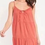 Old Navy  Dress Set/2 XL Tier Layer Mini Swing‎ Dress Coral/Black Eyelet Trendy # Photo 0