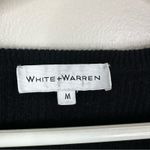 White + Warren Cashmere Sweater Womens Medium Black Ribbed Knit V Photo 3