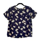 Old Navy navy printed linen blendâswing blouse M Photo 2