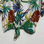 FOR THE REPUBLIC  White Floral Front Tie Blouse Sz L Photo 3