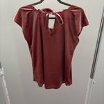 LC Lauren Conrad Mauve Pink Pleated Crushed Velvet Blouse with Tie Back Photo 5