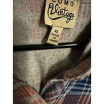 Como vintage  Flannel Shirt Jacket XL Pink/Gray Plaid Hooded Button Front Photo 5