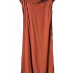 Sancia Midi Dress Medium Rust Mariana Off Shoulder Boho Silhouette Crepe Autumn Orange Photo 0