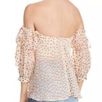 ASTR The Label Jillian Beige Dot Burnout Off Shoulder Blouse Size Medium Photo 1