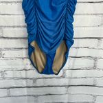 J.Crew  Ruched One-Piece Swimsuit Women’s 12 Blue V-Neck Tactel Nylon Summer Photo 3