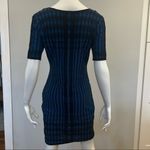 Andrew Marc  Checkered Knee Length Dress in Black and Blue Photo 5