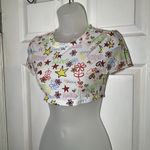 Aerie NWT  Stretch Crop Top Happy Floral Hearts Summer Lightweight Festival Beach Photo 1