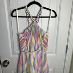 Shoshanna  pastel Rainbow Braided Halter Dress Geometric Summer‎ Party Size 2 Photo 1