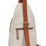Cream and vegan leather shoulder crossbody backpack bag Brown Photo 0