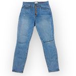 Alice + Olivia AO.LA Good highrise exposed button lightwash distressed jeans, 27 Photo 2