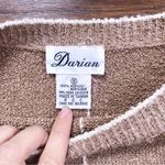 vintage • 1980s pullover sweater grid pattern boucle knit tan white plaid Photo 4