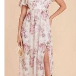 Birdy Grey  Hannah Empire Dress Chiffon Dusty Pink Peonies Size Large Photo 0