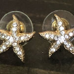 Boutique Gold Tone Crystal Starfish Beach Stud Earrings Photo 0