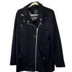 Sanctuary Black City Coat Faux Shearling Fur Collar Wool Blend Coat Size M Photo 3