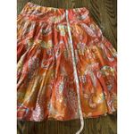 CHAPS Orange Paisley Tiered Boho Gypsy Peasant 100% Cotton Skirt Lined Size S Photo 3