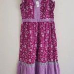 Loft  Women's Border Ruffle Floral V-Neck Sleeveless Midi Dress Size 10 Photo 7