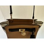 Michael Kors  Hamilton Traveler Tan Blk & White Leather Messenger Crossbody Purse Photo 4