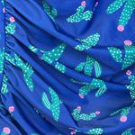 Ekouaer  Swimsuit One Piece Ruched Spaghetti Strap Blue Green Size Large Photo 3