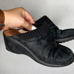 UGG ‎ Australia Size 7 Clogs Black Suede Knit Collar Wedge Comfort Shoes Photo 0