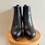 Veronica Beard Camila Clog Wooden Heel Chelsea Boot Black Leather Booties 38 8 Photo 4