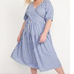 Old Navy Waist-Defined Striped Tie-Belt Midi Wrap Dress NEW Plus Size 4X Photo 3