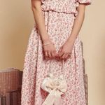 Sister Jane Women’s Floral Maxi Dress Side Cutout Puff Sleeve Milkmaid Pink M+ White Size undefined Photo 1
