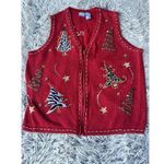 Holiday Editions Woman's Christmas Sweater Vest Leopard Red Size 1X *See‎ Pic 8 Photo 0