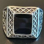 Sterling Silver S925 natural obsidian ring size 8 Photo 0