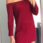 One Love Clothing Maroon Off Shoulder Dress Photo 0