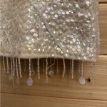 Vintage Fully Beaded Sequin Size Medium Lined Wool Cropped Tank Top Silver Photo 1