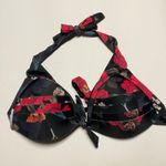 COCOSHIP  Black Floral Halter Bikini Swim Bathing Suit Top Women's Size XL Photo 0