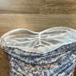 Floral Blue and White Strapless Top Photo 2