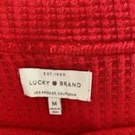 Lucky Brand  Red Waffle Knit V Neck Pullover Sweater Medium Casual Cozy Fall Top Photo 5