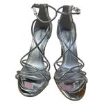 Gianni Bini Strappy Stiletto Heel Sandals Shoes Shiny Silver Size 10M Photo 1