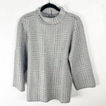 Chico's CHICO’S Gray Silver Metallic Monochrome Plaid Mock Neck Back Zip Sweater Large Photo 0