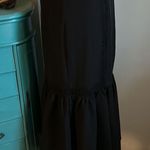 AQUA New  Little Black Midi Dress with Flounce Ruffle Hem Lace Crochet Inlay Photo 6