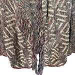 Lucky Brand Pink Multi-Color Boho Fringe Trim Opened Knit Cardigan Women Sz S Photo 2