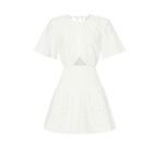 Thakoon White Eyelet Smocked Short Sleeve Cut Out Summer Mini Dress Size 0 Photo 4