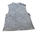 St. John Women’s L Mock Neck Sleeveless Shell Top White Snow Leopard Cheetah Photo 1